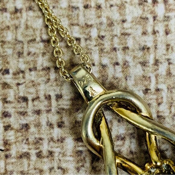 Sterling Silver Gold Wash Knot Diamond Necklace - Picture 4 of 4